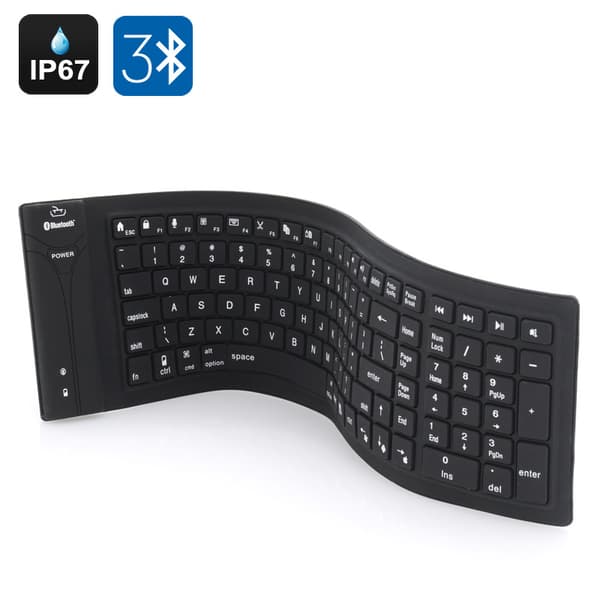 Taitettava näppäimistö IP67 Bluetooth silikoninäppäimistö, tukee PC:tä, Macia, Androidia + iOS:ää