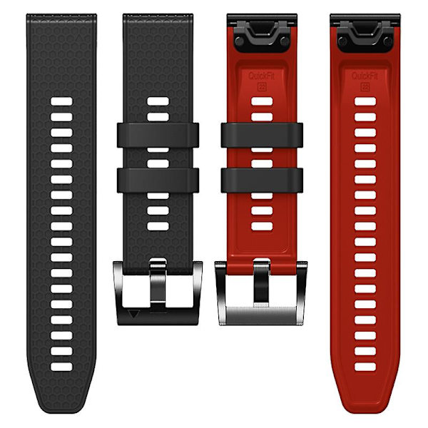 Dot Textur Silikonband för Garmin Tactix 7 Pro / Fenix 7x / 6x Pro / 5x Plus, 26mm Tvåfärgat Klockarmband Black Red