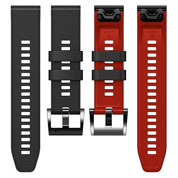 Dot Texture Silikone Rem til Garmin Tactix 7 Pro / Fenix 7x / 6x Pro / 5x Plus, 26mm Dual-farvet Rem Black Red