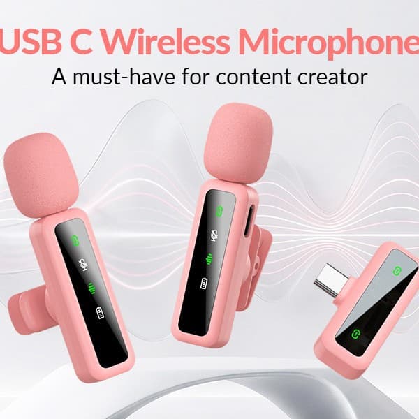 USB-C-langaton nappimikrofoni, 20 metrin kantama, 360° magneettikiinnike Combination
