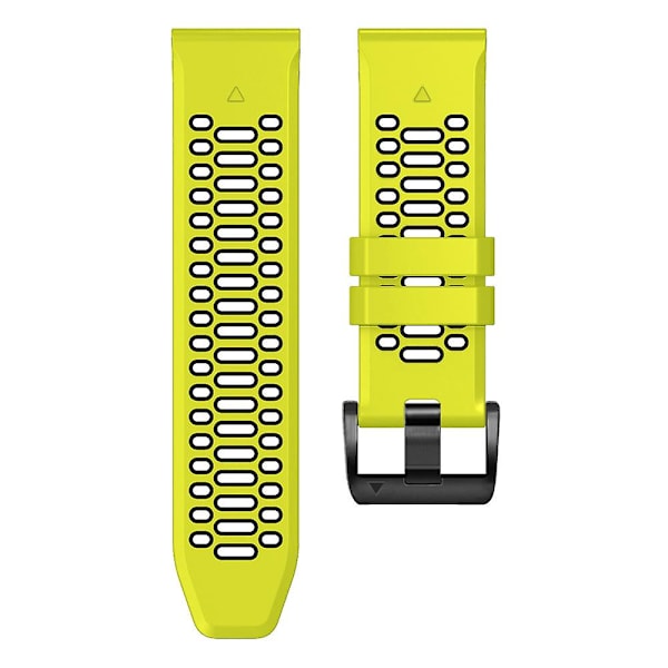 For Garmin Fenix 7X/ 7X Pro/ 6X Quickfit 26mm Klockarmband Tre rader hål Tvåfärgad Silikonrem Lime Black