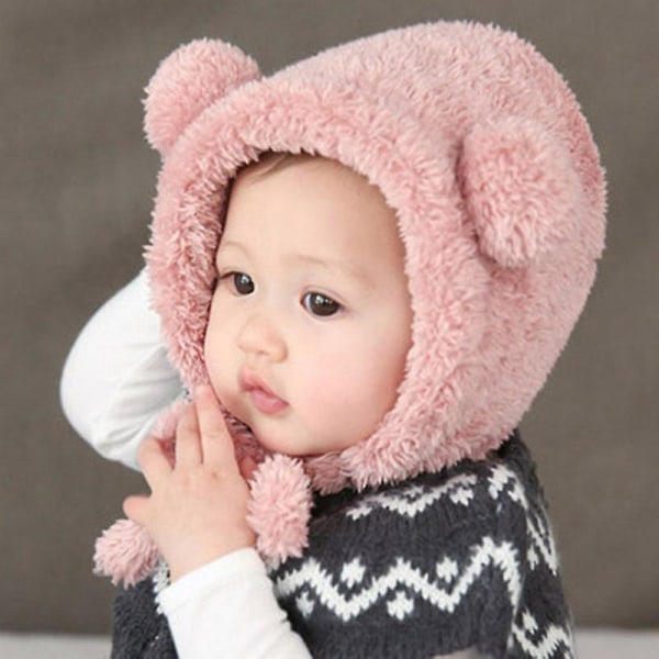 Plysch Tjock Baby Hat Kawaii Bear Ears Flickor Pojkar Hattar