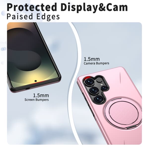 Etui til Samsung Galaxy S25 Ultra, roterende støtteben TPU + PC (rosa)