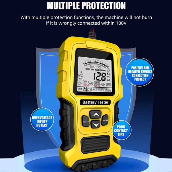 Batteritester 12Volt/24Volt Intern Modstandstester Til Bil Motorcykel (Gul)