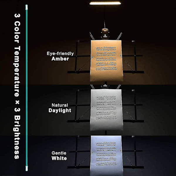 Ammattimuusikko Super Bright 19 Led musiikkitelinevalo, orkesterin pianovalot, 9 tasoa himmennettävä ladattava