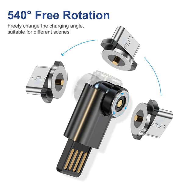 540 graders rotationsadapter typ-c laddningsadapter för Android typ-c-enheter Black