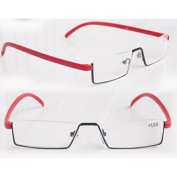 Halvstel metal læsebriller Anti Eyestrain Blue Light Blocking Glasses-wtake 1.0x Red