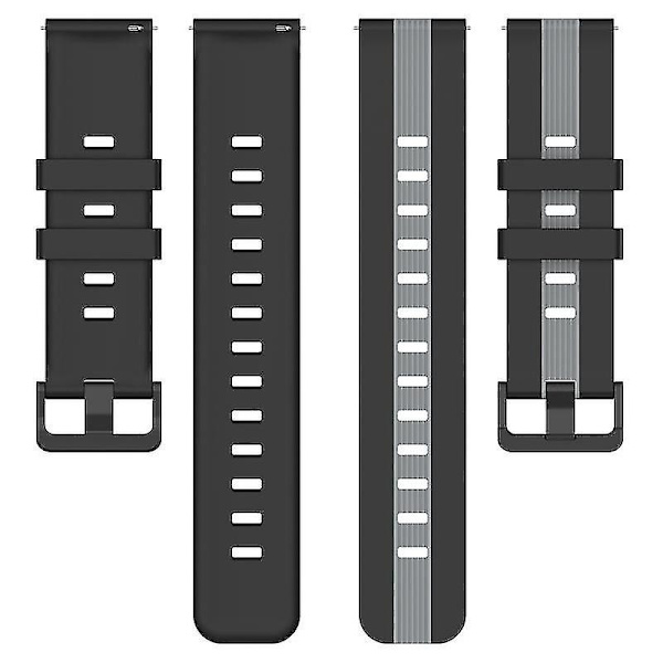 Til Huawei Watch GT 3 42mm/Watch GT Silikone Urrem Bredde 20mm Dobbelt Blød Rem Black Grey B Samsung Galaxy Watch 5