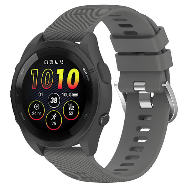 For Garmin Forerunner 265 Silikone Urrem 22mm Krydsstribet Blød Sport Udskiftningsurrem Dark Grey