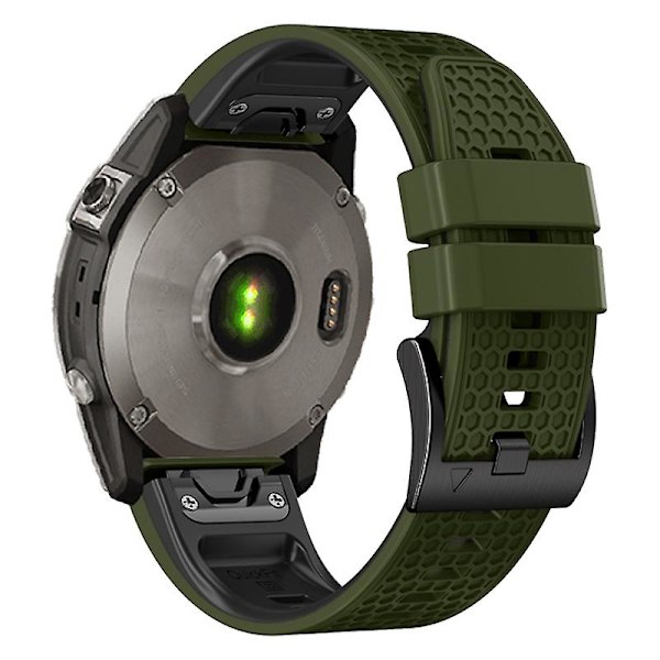 Dot Texture Silikonbånd for Garmin Tactix 7 Pro / Fenix 7x / 6x Pro / 5x Plus, 26mm Dual-color klokkestropp Army Green Black