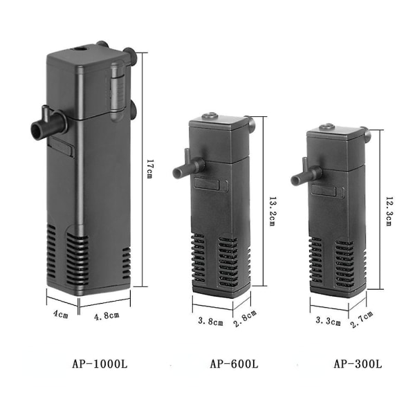 Akvariumfilter Nedsenkbart innebygd filter fisketankfilterpumpe AP-600L