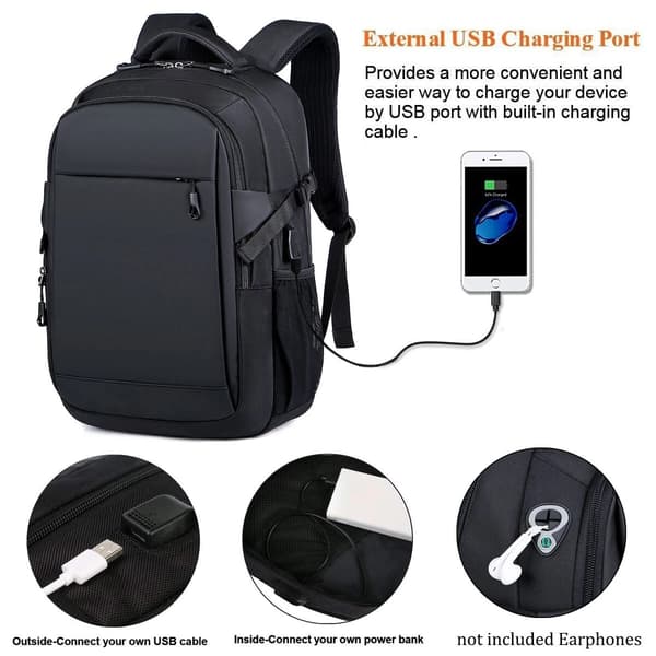 Suuri matkareppu nailonia USB-latausportilla Gray