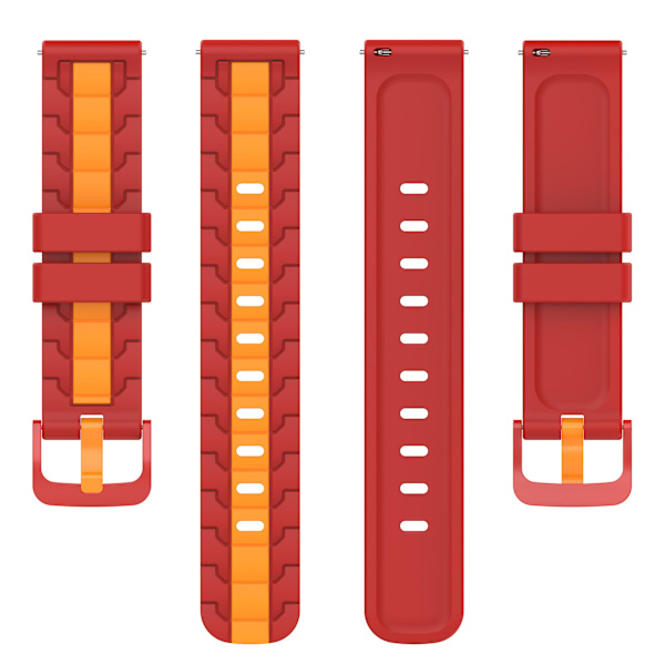 For Polar Ignite/Ignite 2/Unite 20mm Kædeformet Design Silikone Rem Dobbelt Farve Udskiftning Rem Red Yellow