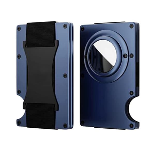 Rfid-blokerende metalpung med Airtag-holder (kongeblå)