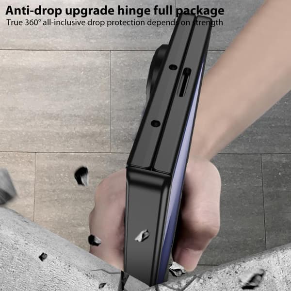 Etui til Samsung Z Fold 7, med støtteben / fingerrem (Titanium Grå)