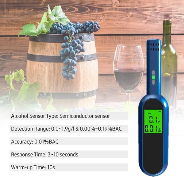 Alkomätare Högprecision Hörbart Larm med LCD-display Alkoholdetektor, Blå Blue