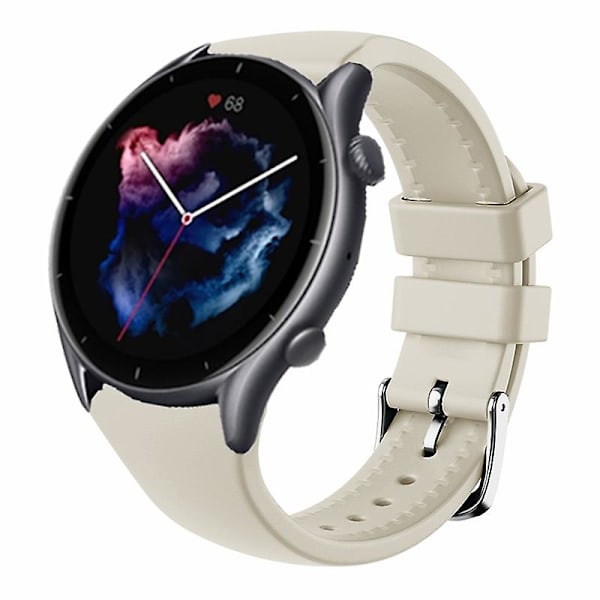 22mm Silikonrem for Huami Amazfti Gtr 4/gtr 3/gtr 3 Pro / Huawei Watch Gt 3 42/46mm Retro White