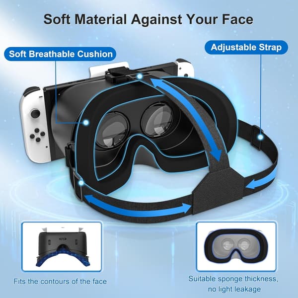 Virtual Reality Briller - Justerbare 3D-linser, For Nintendo Switch/Oled (Grønn)