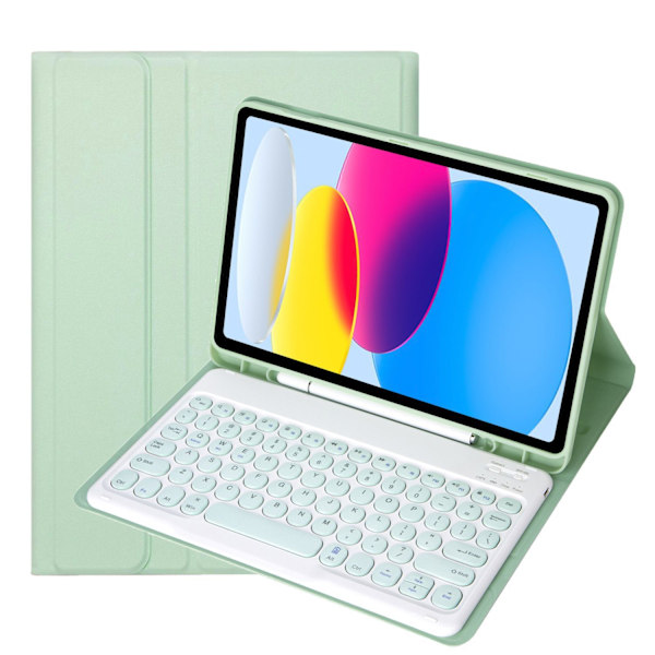Tastatur Etui til Samsung Galaxy Tab A8 10.5 X205/X200, Aftageligt Bluetooth Tastatur Lysegrøn