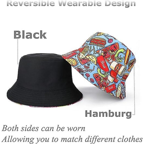 Unisex Vändbar Bucket Hat Strandsolhatt Estetisk Fiskehatt För Print Män Tonåringar Bädda båda sidor