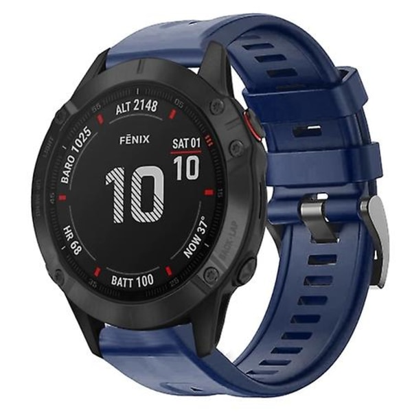 For Garmin Fenix ​​6 Pro Gps metallspenne ensfarget silikonklokkebånd PPT Midnight Blue