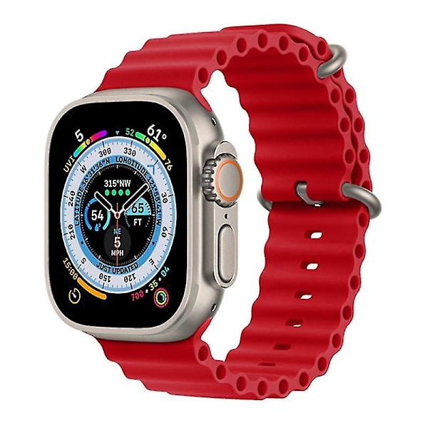 Klokkestropper Ocean-stropp for Apple Watch Ultra 49mm/Series 8/7 45mm/6/5/4/SE/SE (2022) 44mm/3/2/1 42 Red, Red F Apple Watch Ultra 49mm