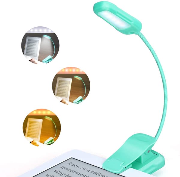 LED-læselampe - Clip, 9 LED med 9 tilstande, 9 lysstyrker, 3 farvetemperaturniveauer (blå)