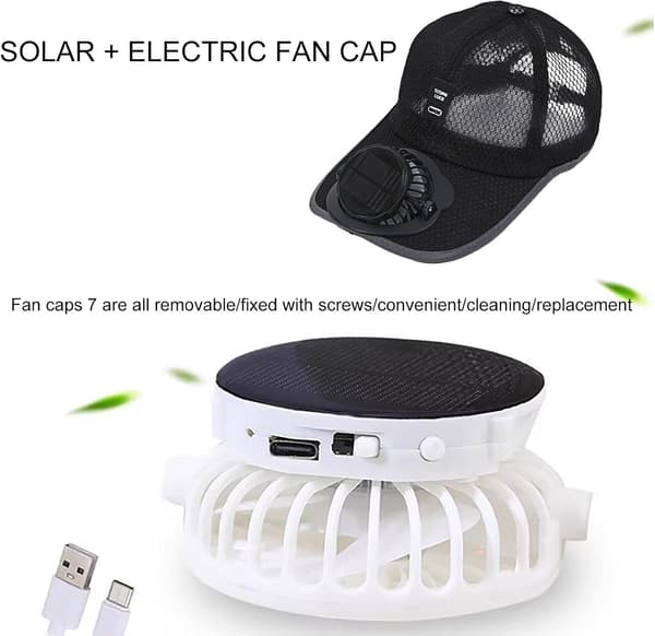Solar ventilatorhat med UV-beskyttelse (mørkegrå) Dark Gray L
