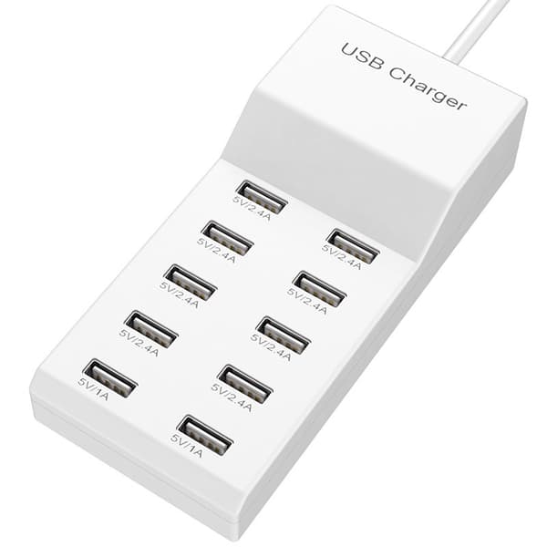 5V 2.4A USB-ladestation til 10 porte