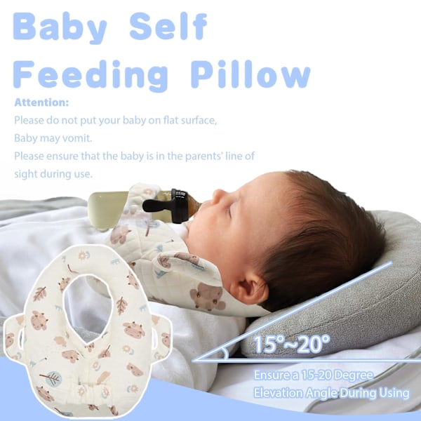 Ammepude, babyflaskeholder til selvfodring med justerbare stropper (Lille træ)