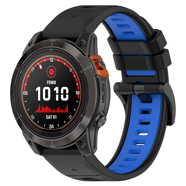 För Garmin Fenix 7 / Fenix 7 Pro Silikonklockarmband 22mm Ersättningsband Black Blue