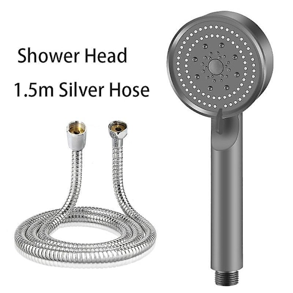 Sort 5 modes vandbesparende brusehoved justerbar højtrykssprøjte bruser vand massage brusehoved til badeværelse Grey with hose