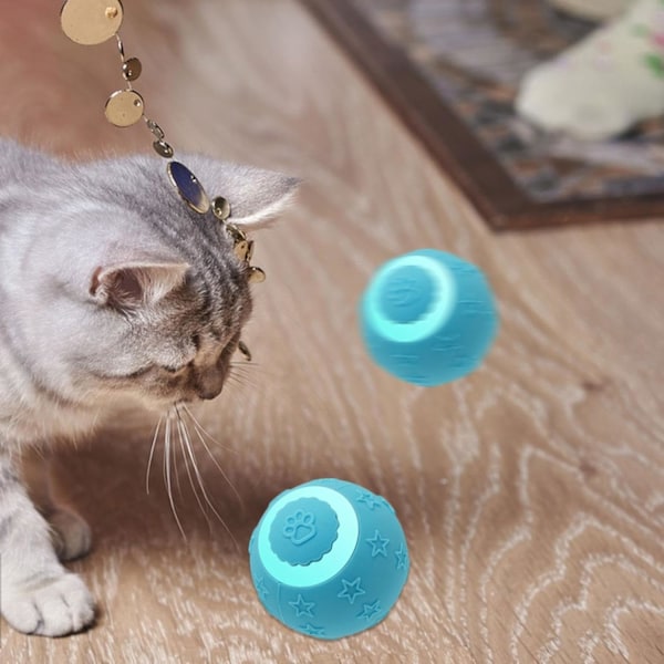 Blå Katt Motion Boll - USB-driven Interaktiv Kattleksak