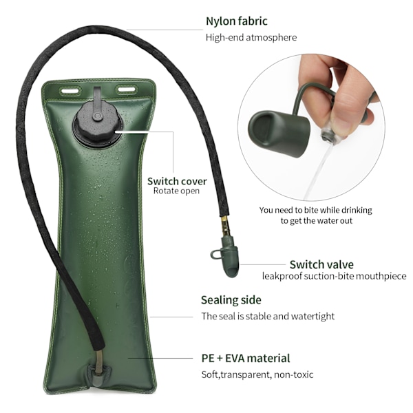Taktisk Hydreringsryggsäck Vattenryggsäck med 3L BPA-fri Hydreringsvattenblåsa (ACU)