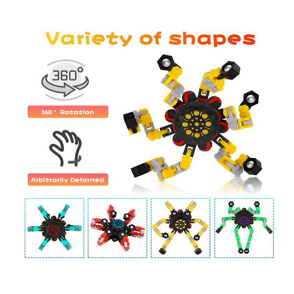 4st Fingertop Spin Top Toy, Fingertop Gyro Finger Hand Spinner Toy Spinning Top Focus Toy med Transformerbar kedja (4 färger) (Blå)