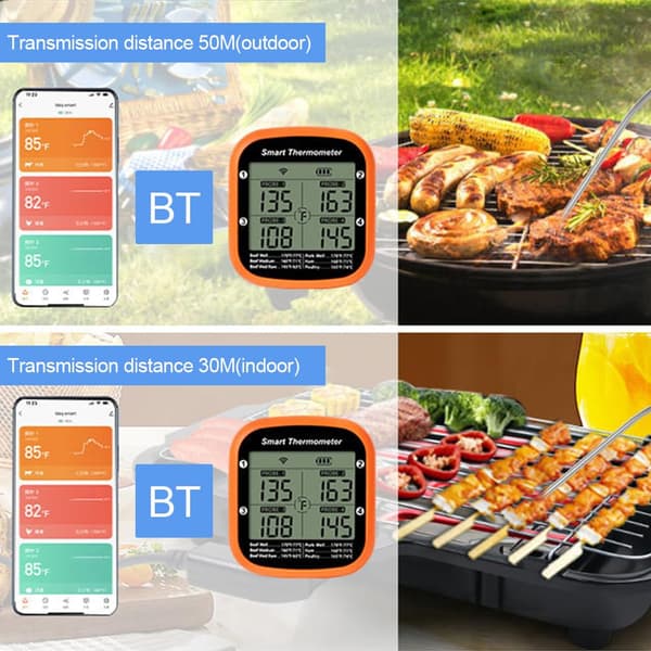 Trådlös digital kötttermometer, omedelbar avläsning, appkontroll med stativ