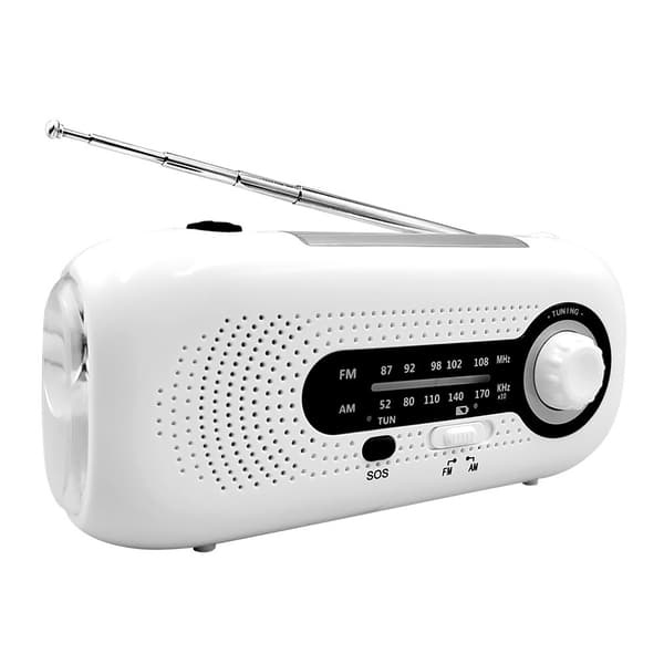 Solradio, Nød Håndsveiv 2000Mah Med 4 Strømforsyningsmoduser Og 4 Lysmoduser (Hvit)