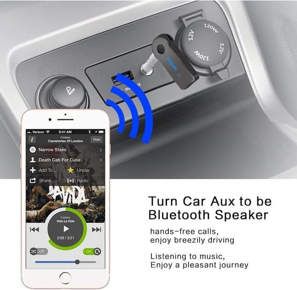 Bluetooth Aux Bilmottaker 3.0 med Håndfrie Anrop, Mottaker for Lytting til Musikk
