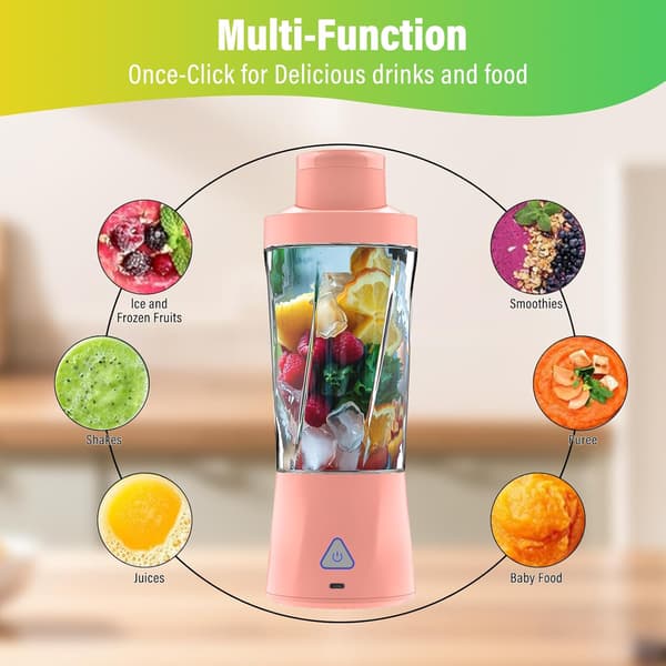 Blender, med 6 kniver og lokk, selvrensende, for smoothies og smoothies, 700 ml (grønn)
