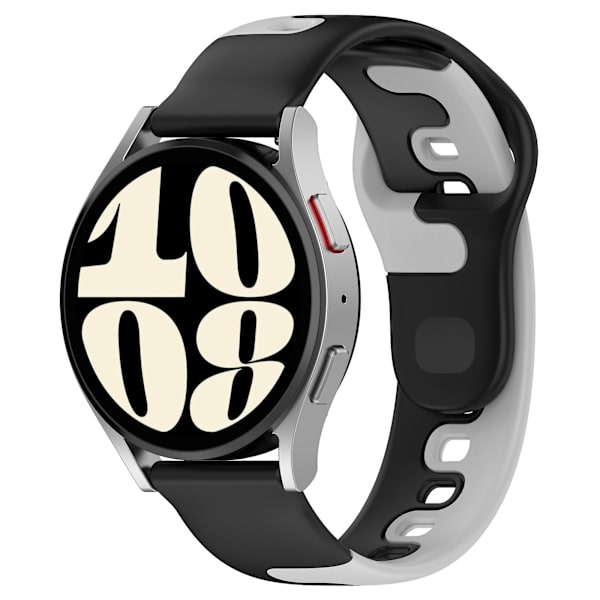 Til Samsung Galaxy Watch6 / Watch6 Classic / Watch 5 / 5 Pro / Watch4 Classic Dual Color Watch Strap 20mm Silikone Watchband Black  Grey