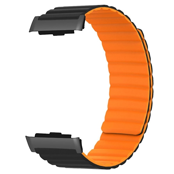 For Huawei Watch D Magnetisk Justerbar Silikon+Metall Klokke Rem Erstatning Black Orange