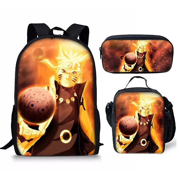 Uusi Naruto-koulureppu tai -salkku tai -kynäpussi tai kolmiosainen reppu oppilaille-A Only a backpack