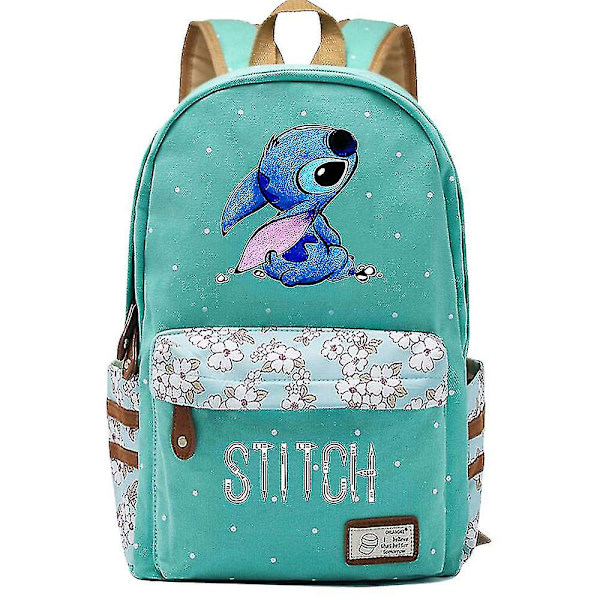 Ny Kawaii Stitch Gutt Jente Barn Skolebok Vesker Dame Bagpack Tenåringer Skolesekker Lerret Reise Laptop Ryggsekk Green 3