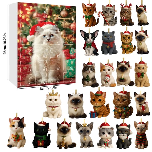 Julekalender katt, 2D akryl nøkkelring, 24 dagers nedtelling 5