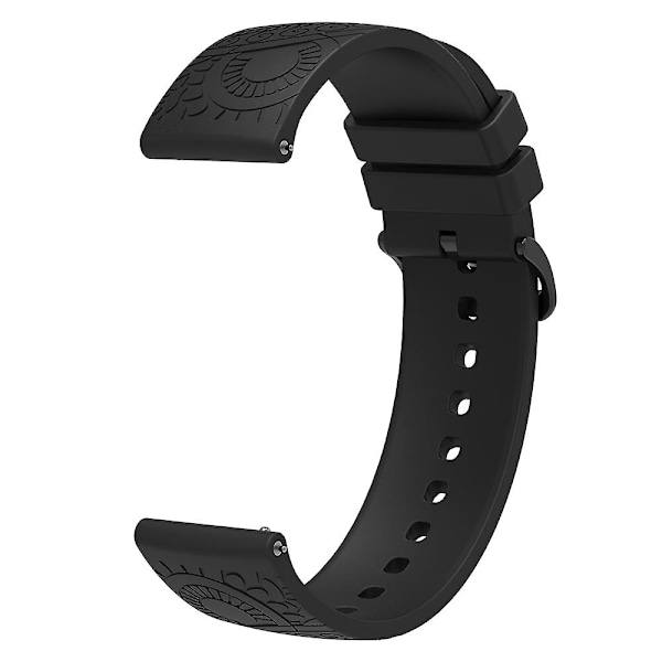 20mm kuvioitu silikoniranneke Garmin Vivomove/samsung Gear Sport/pebble 2/huawei Watch 2 -kellolle Black