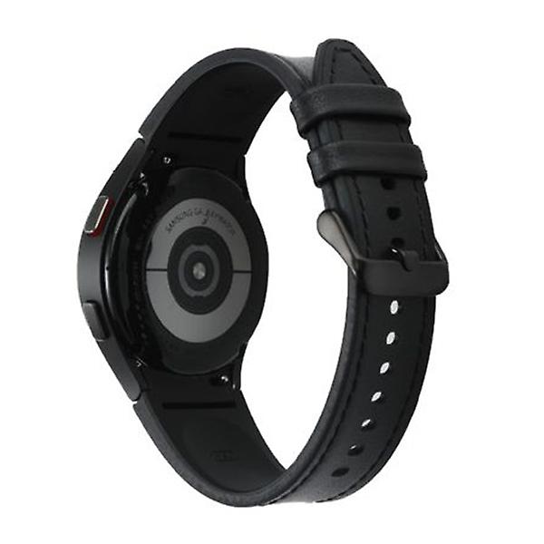 Nahkahihna Samsung Galaxy Watch 4 Classic 44mm 40mm Ei aukkoja Silikoni + nahkaranneke Correa Galaxy Watch 4 5 Pro Band Galaxy Watch 4 40-44M-L black-black