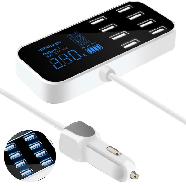 Rask billader 8 porter multi usb lcd skjerm telefonlader 12v batterilader usb hub