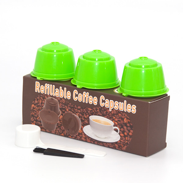 Uudelleenkäytettävä kahvisuodatinkapseli Nescafe Dolce Gusto -panimoille, 3 kpl (hedelmävihreä)