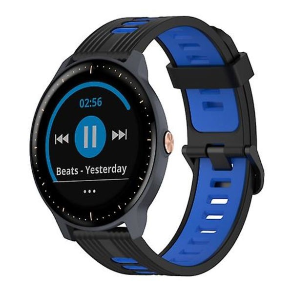 För Garmin Vivoactive 3 Music 20 mm vertikalt mönster tvåfärgat silikon watch PCL Black-Blue