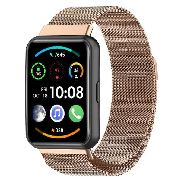 Milanese magnetisk spænde armbåndsrem til Huawei Watch Fit 2 Sports åndbar erstatningsarmbånd til Huawei Watch Fit 2 Rose gold